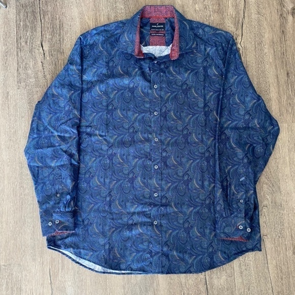 DANIEL Hechter Paris Long Sleeve Button Down Shirt, Blue Paisley, 2XL - Picture 11 of 16